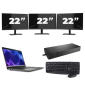 Dell Latitude 3440 - Intel Core i3 13th Generation - 14 inch - 16GB RAM - 256GB SSD - Windows 11 Home + 3x 22 inch Monitor