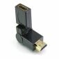 HDMI Male to Female 360 Degree 90 angled Swiveling Adapter, Gilded