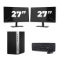 HP Prodesk 600 G5 Micro Tower - Intel Core i3-8th Generation - 8GB RAM - 256GB SSD - Windows 11 + 2x 27 inch Monitor