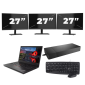 Lenovo ThinkPad A485 - AMD Ryzen 5 2500U - 14 inch - 16GB RAM - 256GB SSD - Windows 11 Home + 3x 27 inch Monitor