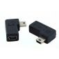 Mini USB Female to Male adapter, 90° angle, right
