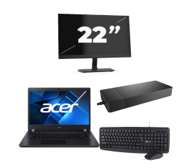 Acer TravelMate P214-53 - Intel Core i3 11th Generation - 14 inch - 16GB RAM - 256GB SSD - Windows 11 Home + 1x 22 inch Monitor