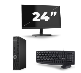 Dell OptiPlex 3070 Micro USFF - Intel Core i3-9e Generatie - 8GB RAM - 256GB SSD - Windows 11 + 1x 24 inch Monitor