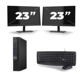 Dell OptiPlex 3070 Micro USFF - Intel Core i3-9e Generatie - 8GB RAM - 256GB SSD - Windows 11 + 2x 23 inch Monitor