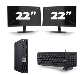 Dell Optiplex 7070 Micro USFF - Intel Core i5-9e Generatie - 8GB RAM - 256GB SSD - Windows 11 + 2x 22 inch Monitor