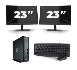 Fujitsu Esprimo Q556/2 USFF - Intel Core i5-7th Generation - 8GB RAM - 256GB SSD - Windows 11 + 2x 23 inch Monitor