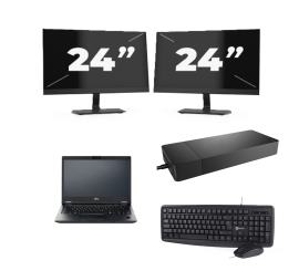 Fujitsu LIFEBOOK E5410 - Intel Core i5-10th Generation - 14 inch - 8GB RAM - 256GB SSD - Windows 11 Home + 2x 24 inch Monitor