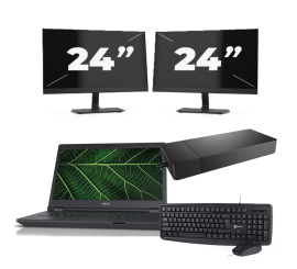Fujitsu LIFEBOOK E5411 - Intel Core i5 11th Generation - 14 inch - 16GB RAM - 256GB SSD - Windows 11 Home + 2x 24 inch Monitor