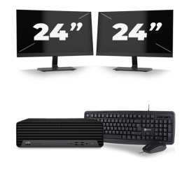 HP EliteDesk 800 G6 USFF - Intel Core i3-10th Generation - 8GB RAM - 256GB SSD - Windows 11 + 2x 24 inch Monitor