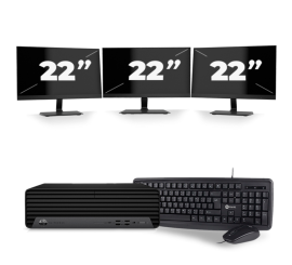 HP EliteDesk 800 G6 USFF - Intel Core i3-10th Generation - 8GB RAM - 256GB SSD - Windows 11 + 3x 22 inch Monitor