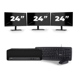 HP EliteDesk 800 G6 USFF - Intel Core i3-10th Generation - 8GB RAM - 256GB SSD - Windows 11 + 3x 24 inch Monitor
