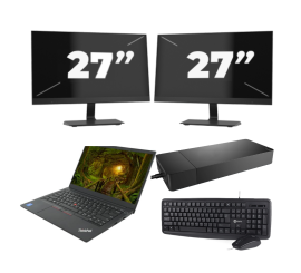 Lenovo ThinkPad E14 Gen 2 - Intel Core i3 11th Generation - 14 inch - 8GB RAM - 256GB SSD - Windows 11 Home + 2x 27 inch Monitor