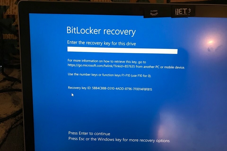windows bitllocker problem on laptop